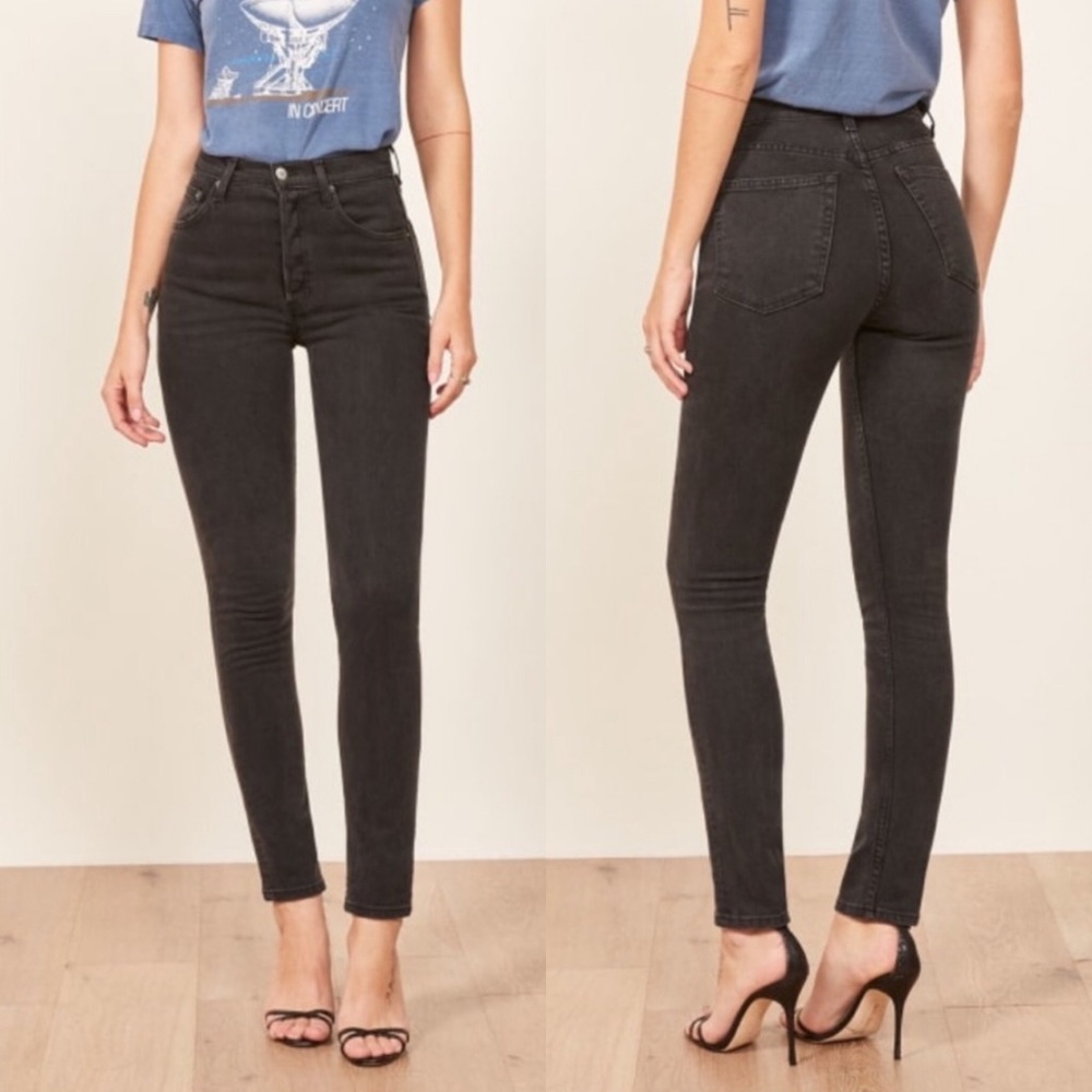 Reformation Serena High Rise Skinny Jeans -- Black